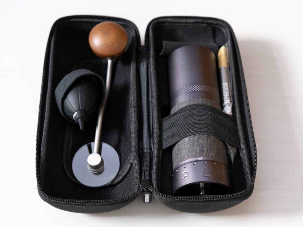 1zpresso J max manual coffee grinder in travel case