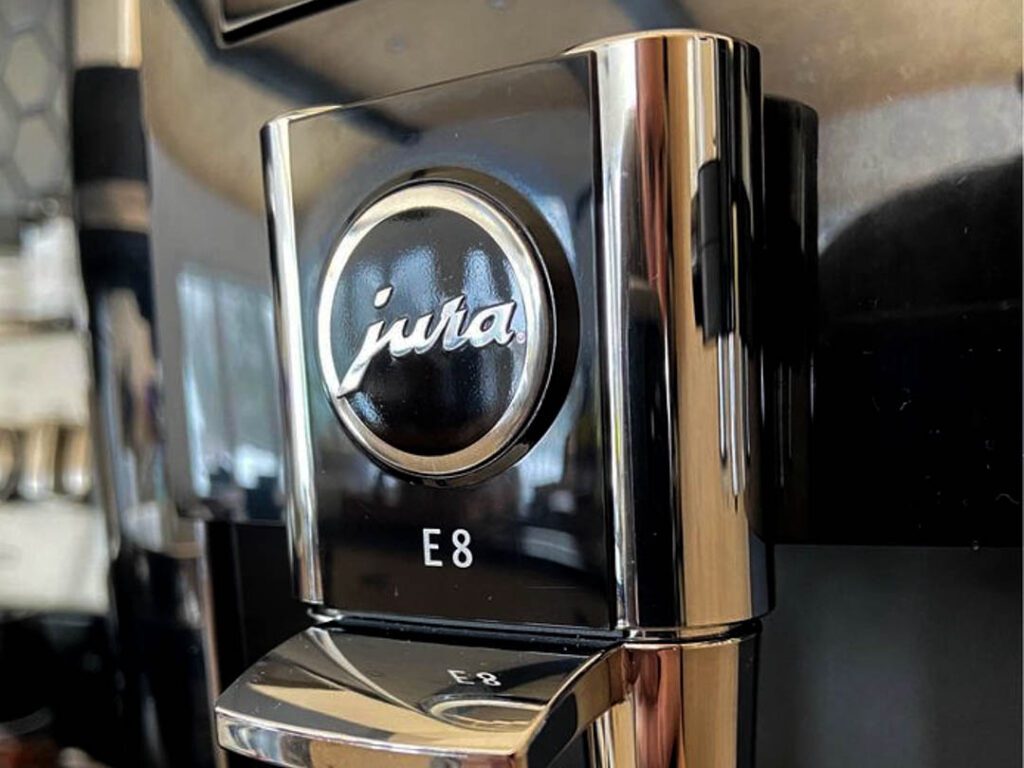 close up of Jura E8 automatic espresso machine