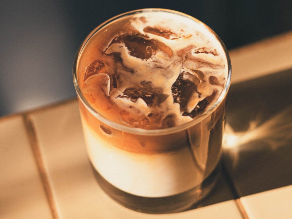 Close up of iced coffee