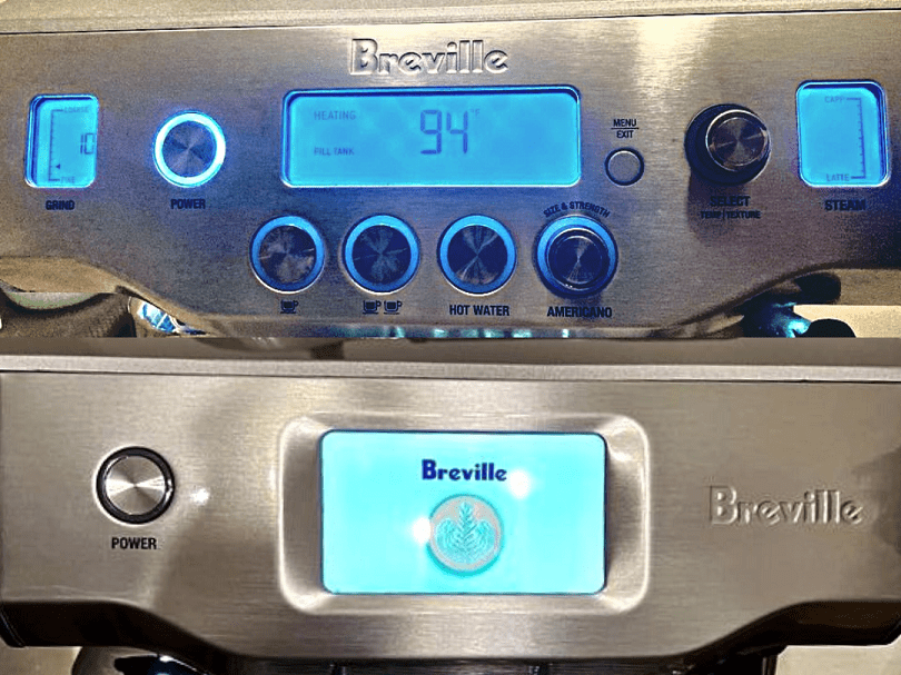 Screen comparison on the Breville Oracle and Oracle Touch espresso machines