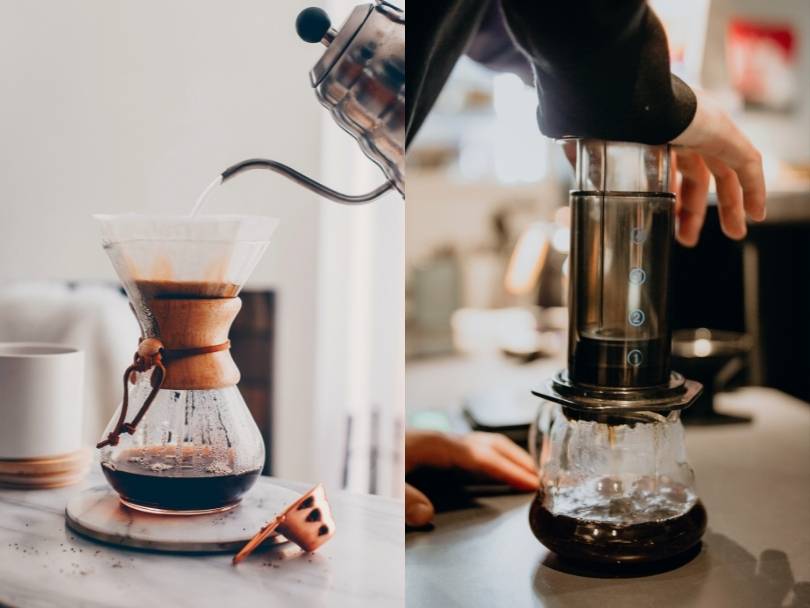 Chemex vs AeroPress images side-by-side