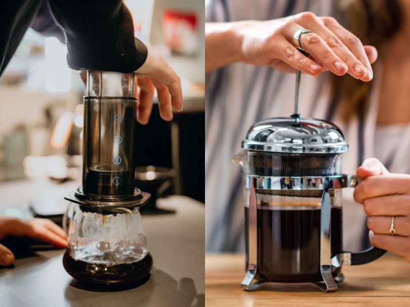 AeroPress vs French press side-by-side