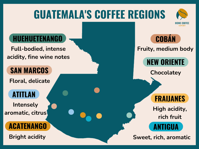 Map of Guatemala's Coffee Regions
