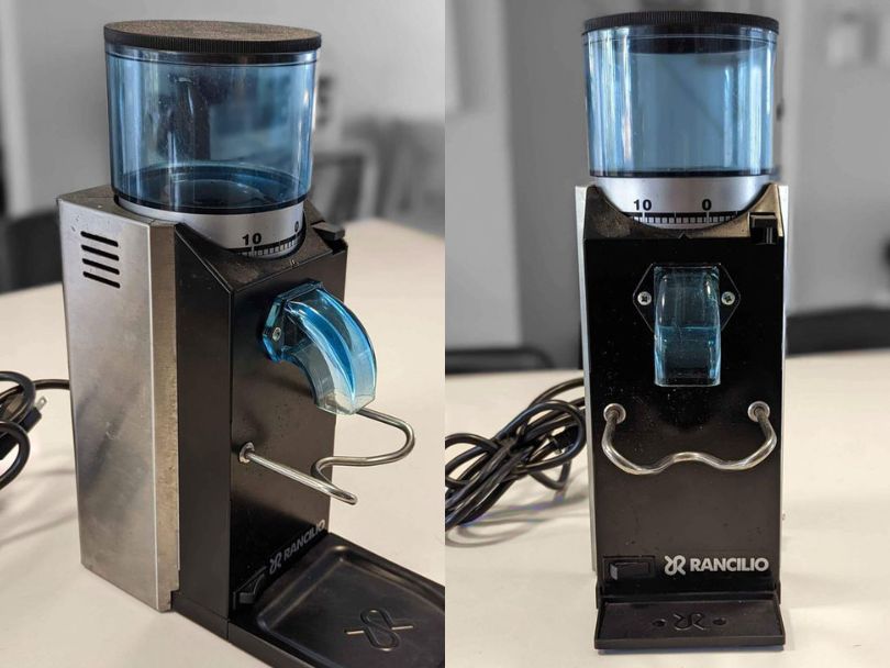 Rancilio Rocky review product images - side on and front-facing