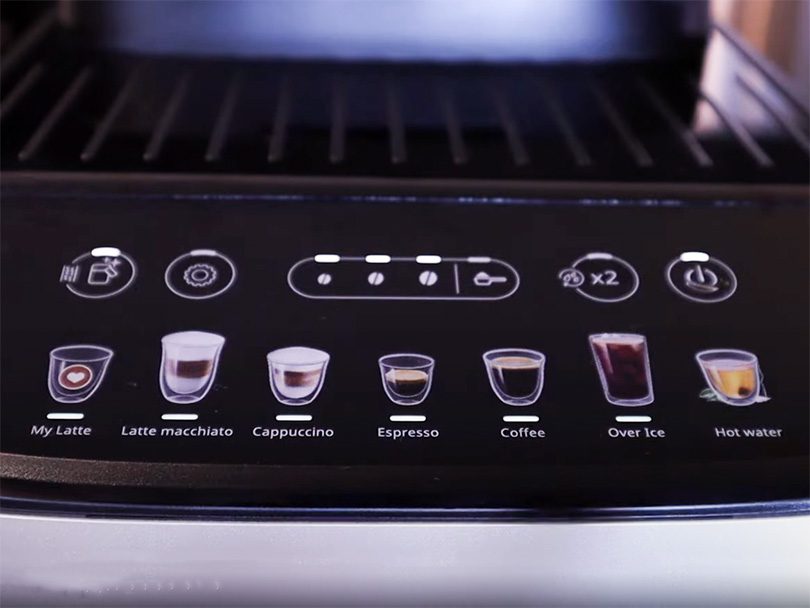 Preset drinks options available on the touchscreen of DeLonghi Magnifica Evo with LatteCrema (ECAM29084)