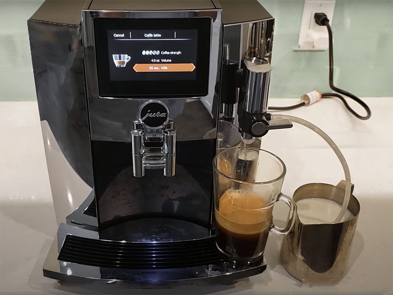 Jura S8 with a standard milk jug