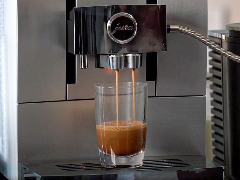 Close up of Jura Z10 brewing espresso