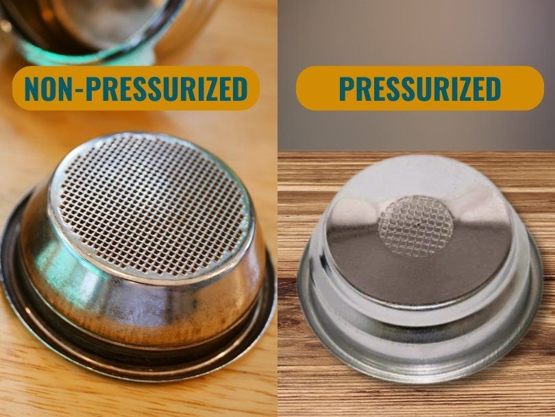 Comparison of pressurized vs non-pressurized espresso filter baskets