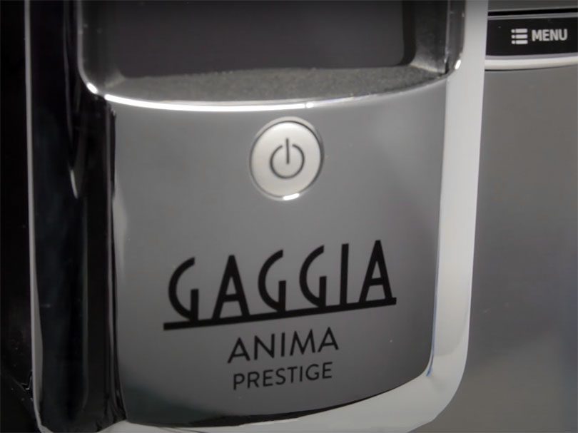 close up of gaggia anima prestige logo/name