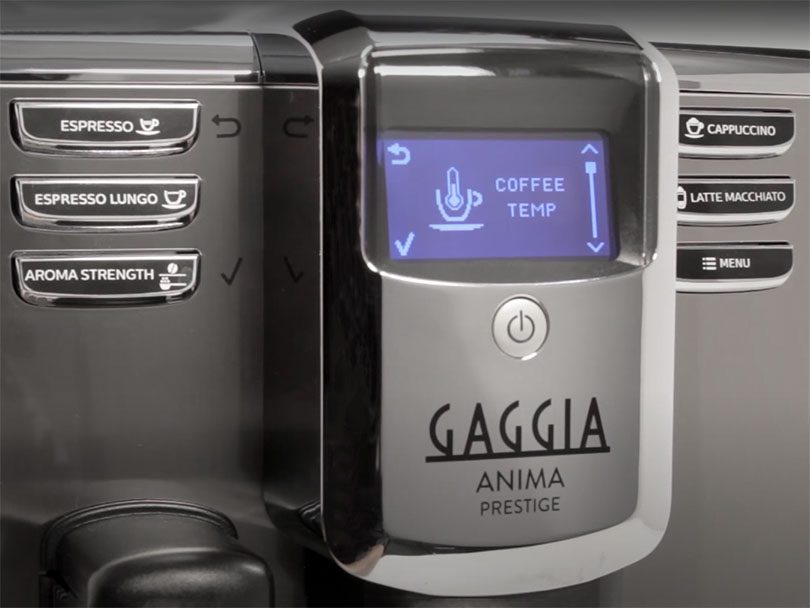 User interface (buttons and screen) of the Anima Prestige by Gaggia
