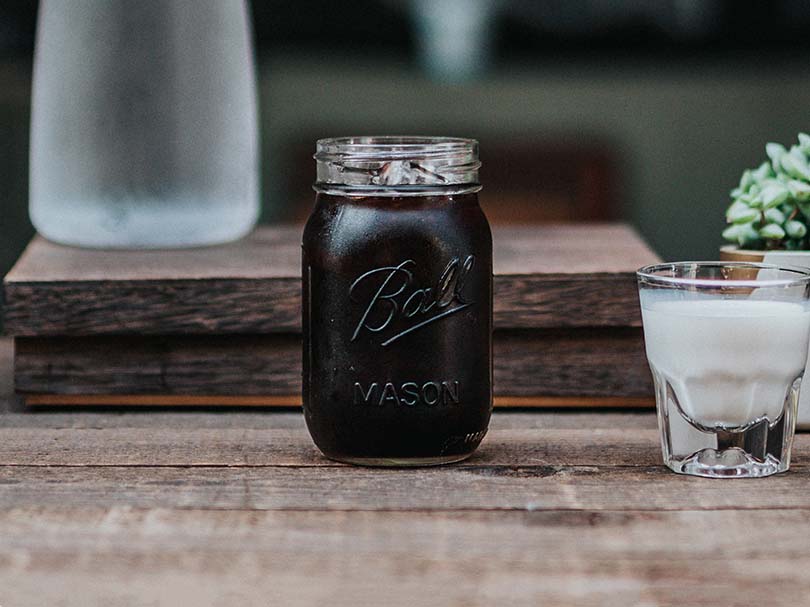 Mason jar filled with cold brew concentrate