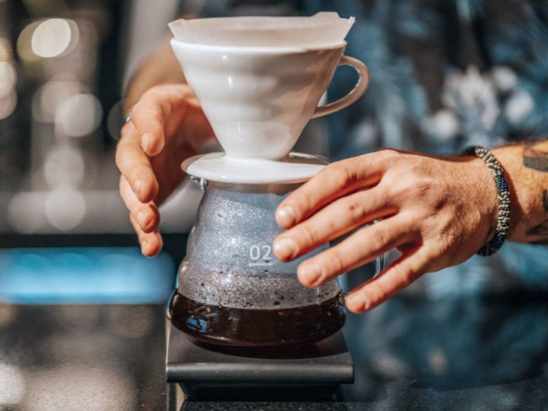 Brewing coffee with a Hario V60