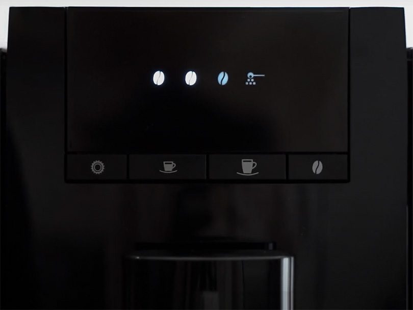 Close up of the user interface of the Jura E4 espresso machine