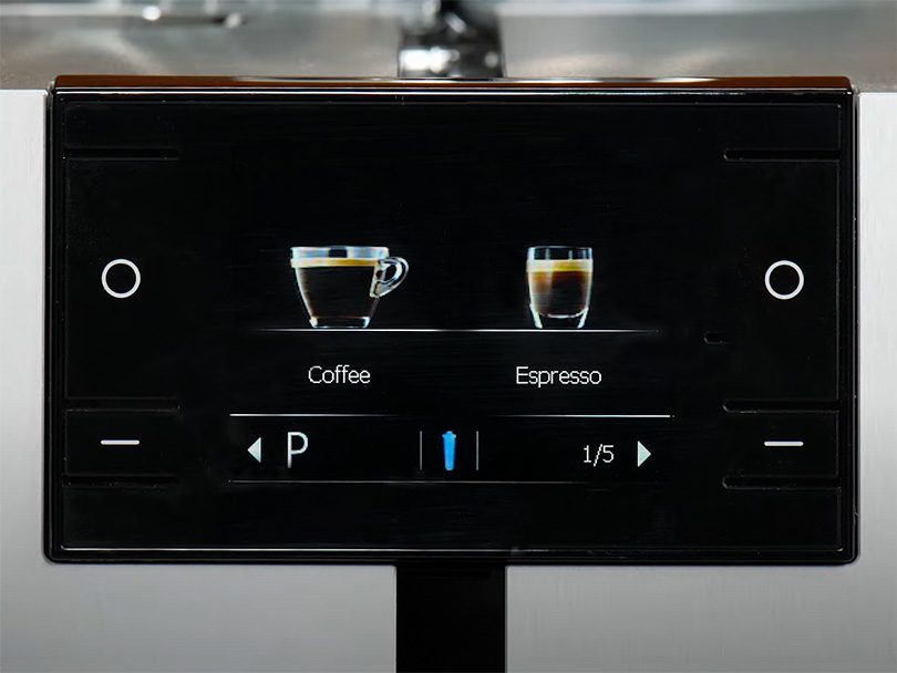 Close up of the screen and buttons on the Jura ENA 8 coffee machine