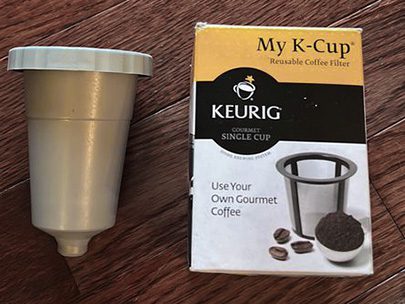 Keurig My K-Cup on wooden table beside the branded box