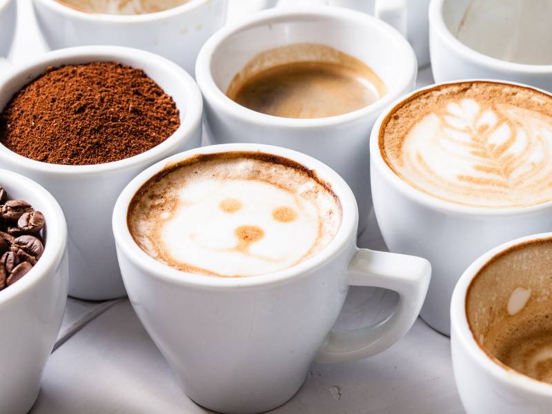 Selection of coffee drinks