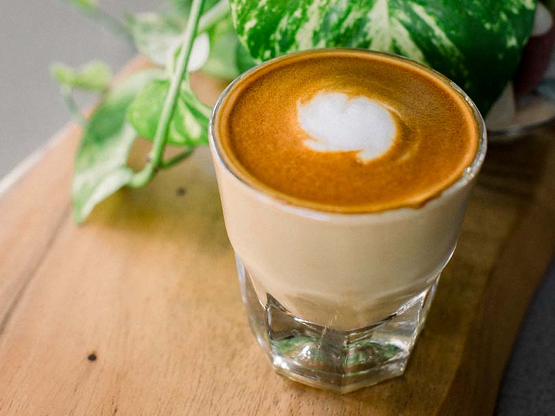 A cortado coffee in a Gibraltar glass