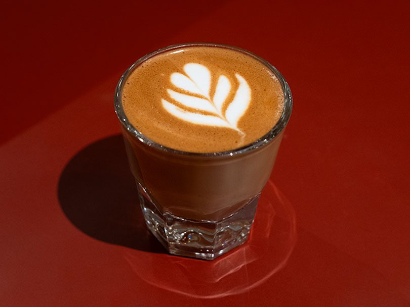 A Spanish cortado coffee in the iconic Libbey Gibraltar glass