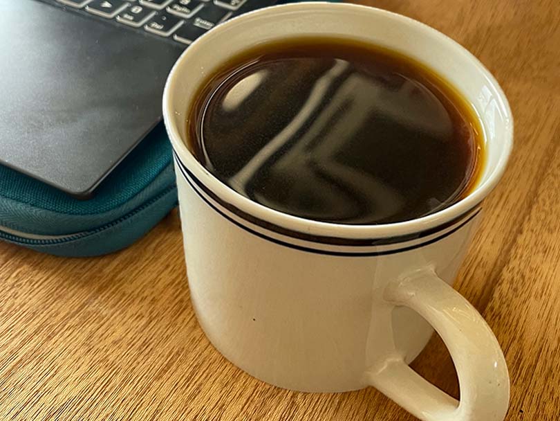 Big cup of red eye coffee - a highly caffeinated espresso drink with added brewed coffee