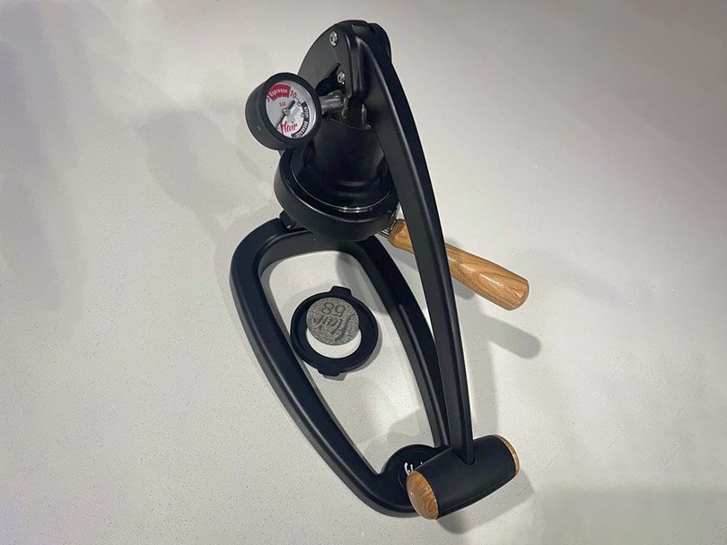 Flair 58 espresso maker, top down view