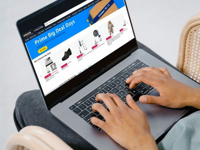 Laptop open on the Amazon Prime Big Deal Days screen