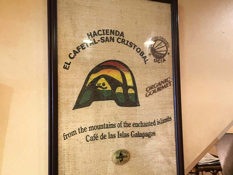 Hessian bag of coffee beans from Hacienda El Cafetal - San Cristobal, Galapagos Islands, Ecuador
