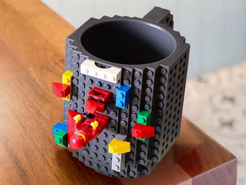 Quirky coffee gift mug with lego