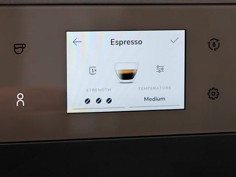 Our espresso settings on the KitchenAid KF7 - max strength, medium temperature