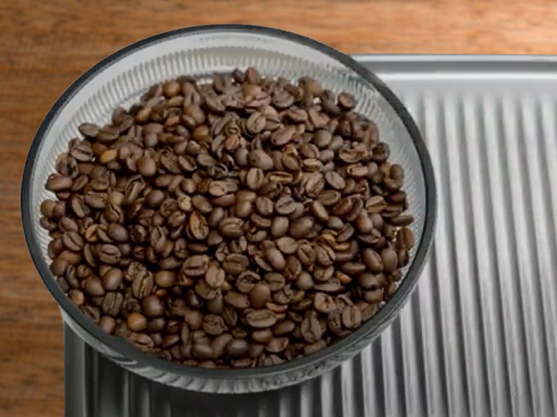 Top down view of the Breville Oracle Jet's 12oz bean hopper
