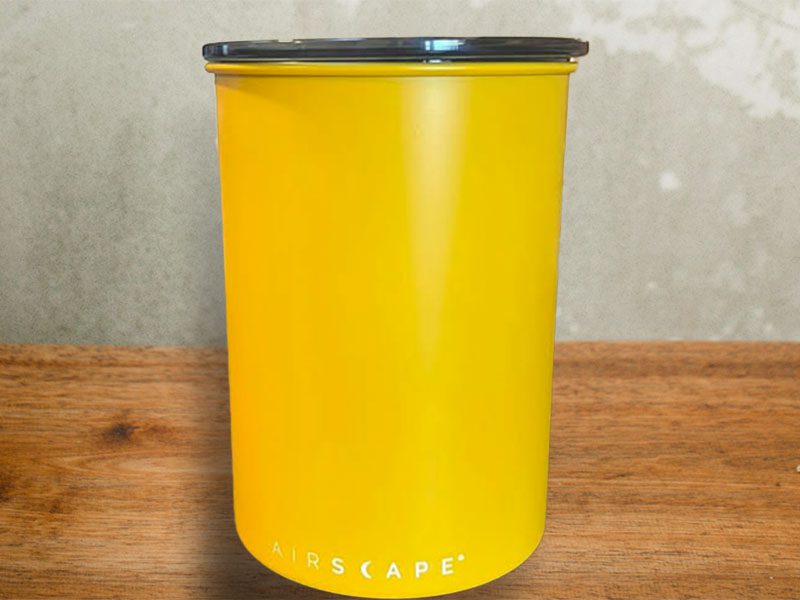 Planetary Design, Airscape airtight coffee canister in yellow