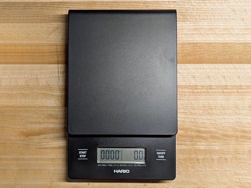 Top-down view of the Hario V60 drip scale